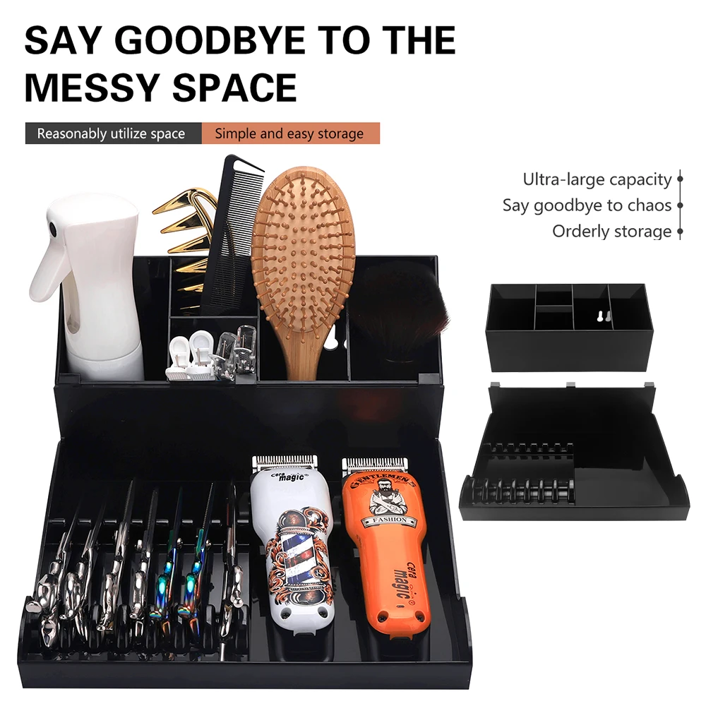 

Barber Hair Scissors Holder Storage Shelf Detachable Clippers Organizer Hair Stylist Tools Container Beauty Makeup Holder Tray