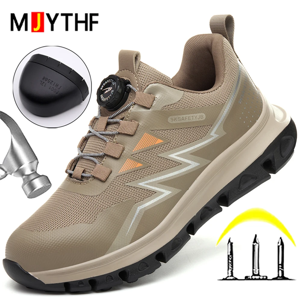 Rotating Button Men Safety Shoes Anti-Smash Anti Puncture Boots Work Sneakers Protection Shoes Security Steel Toe Shoes Non-slip