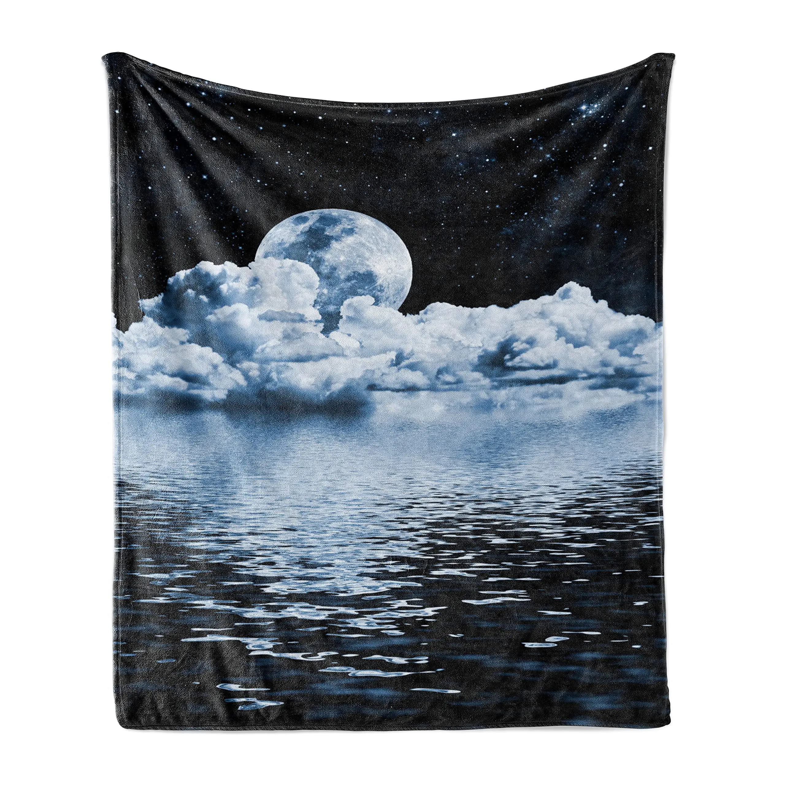 Gothic Throw Blanket,Misty Horror Image of Autumn Valley with Woods Spooky Tree and Full Moon Scenery Flannel Blanket for Adult