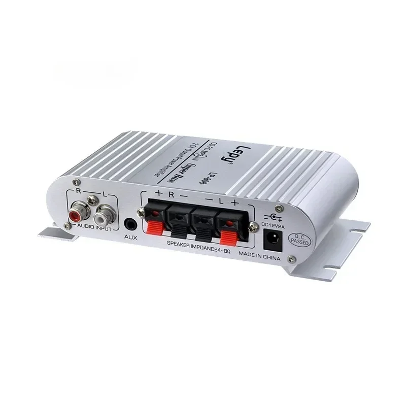 مضخم صوت ثلاثي، جهير، توازن، التحكم في مستوى الصوت مع منفذ USB FM 12V صوت ستيريو للسيارة Mini MP3 LP-808 فضي