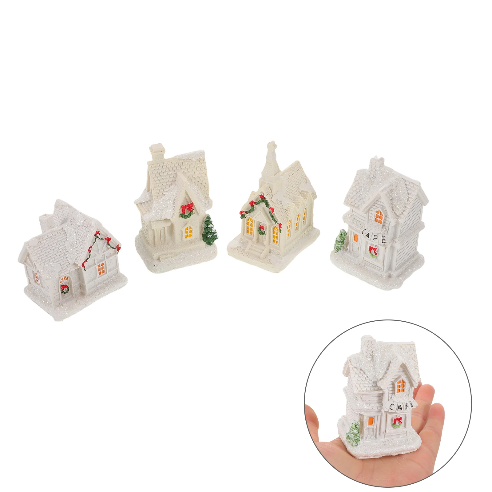 

New Christmas Village Houses Lighted Miniature Figurines Snow Scene Holiday Decor for Home Xmas Party Ornament Landscape Gift