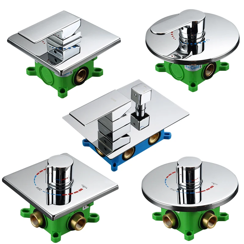 

Brass Round Square Upc Chrome Black Full Brass Concealed Shower Control Valve Hot And Cold Water Mixer Valve