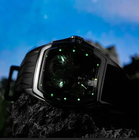 ريف تايجر ساعة أوتوماتيكية للرجال 44.6 ملم تونيو ساعة يد ميكانيكية مضيئة 50 متر مقاومة للماء الياقوت التنين الهاتفي