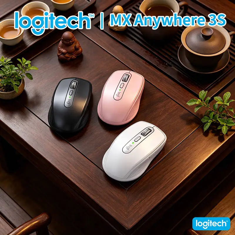 Precision Logitech MX Anywhere 3S Mouse - 8K DPI Glass Tracking, MagSpeed Scroll, Silent Click, USB-C Charging for Office