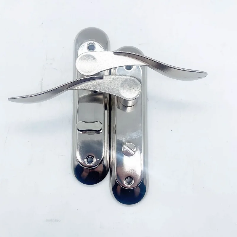 Bathroom Door Handle, Aluminum Alloy Door Knob, Single‑Latch, Keyless, Universal Fit, 110mm Hole Spacing