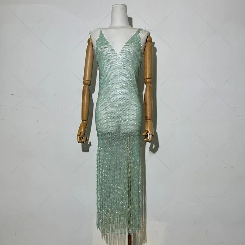 

Модное вечернее платье с бриллиантовой инкрустацией для женщин, осенне-зимнее, с V-образным вырезом, облегающее, яркое, с пышной юбкой