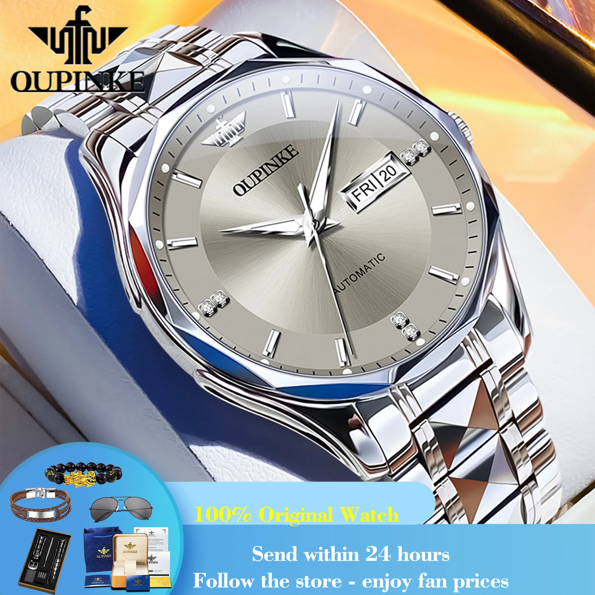 

OUPINKE 3295 Men Automatic Watch Fashion Business Mechanical Watch For Men Top Brand Deep Waterproof Auto Date Dress Wristwatch