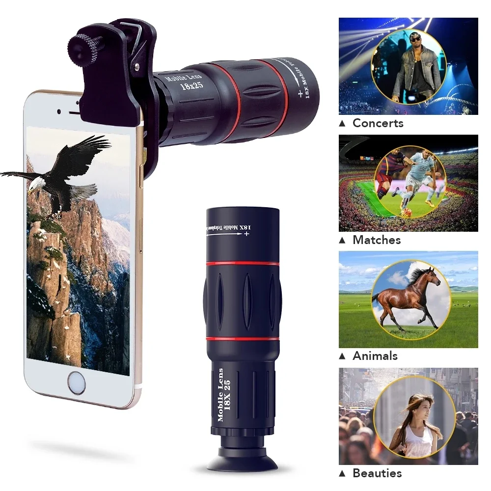 

TOKOHANSUN 4 in 1 tripod 18X Zoom Telescope Fisheye Wide Angel Macro Lens Kit For All smartphone For iPhone Samsung Redmi Huawei