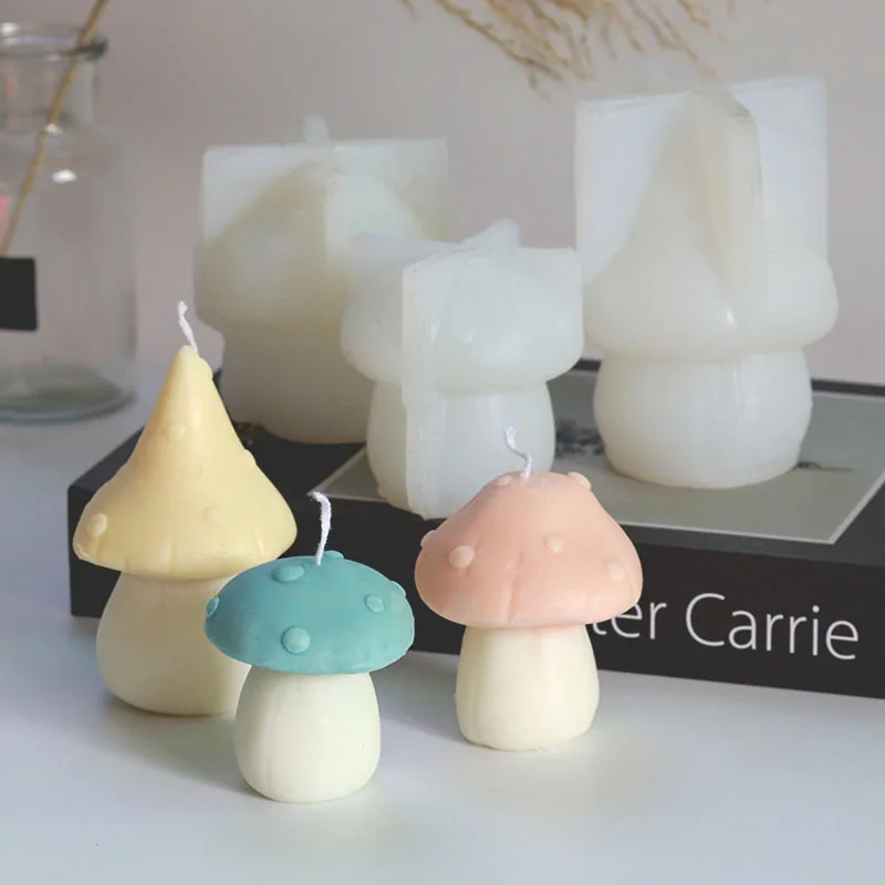 DIY Cute Mushroom Silicone Mold Scented Candle Making Supplies Gypsum Concrete Resin Mold Handmade Cake Chocolate Fudge Tool