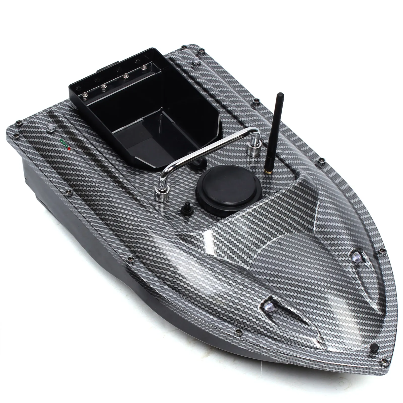 Bateau à appâts RC de grande capacité de haute qualité, bateau à appâts GPS RC avec contrôle de 500m avec lumière de croisière LED noir