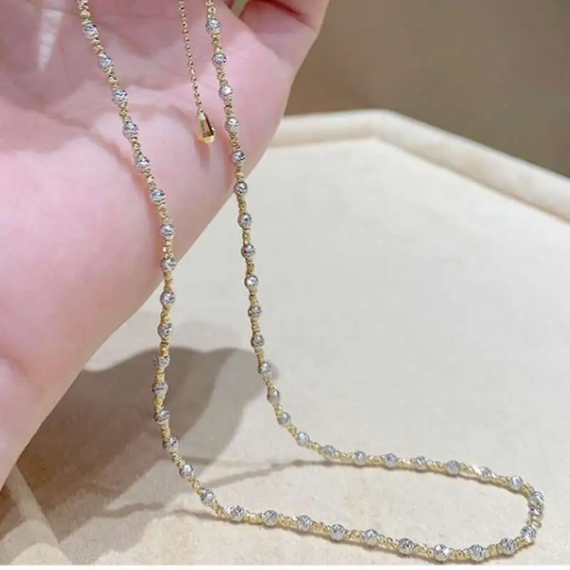 

New Arrival 18K Yellow Gold Beads Link AU750 Gold Women Necklace Chain