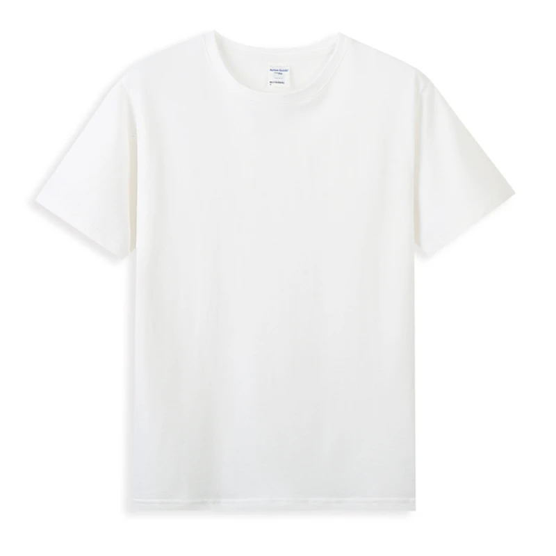 Men's Cotton T-Shirt 210g Gsm Short Sleeve White Men's Brand New T-shirt High Quality Tees For Man  Heavy Tops Tees