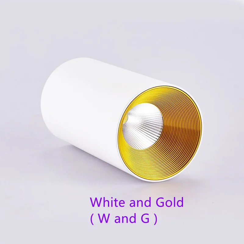 Surface Mounted Cylindrical LED Downlights Gold Reflector 20W 15W 10W COB Ceiling Bulbs Lamp Spot Lights AC110-220V For Home