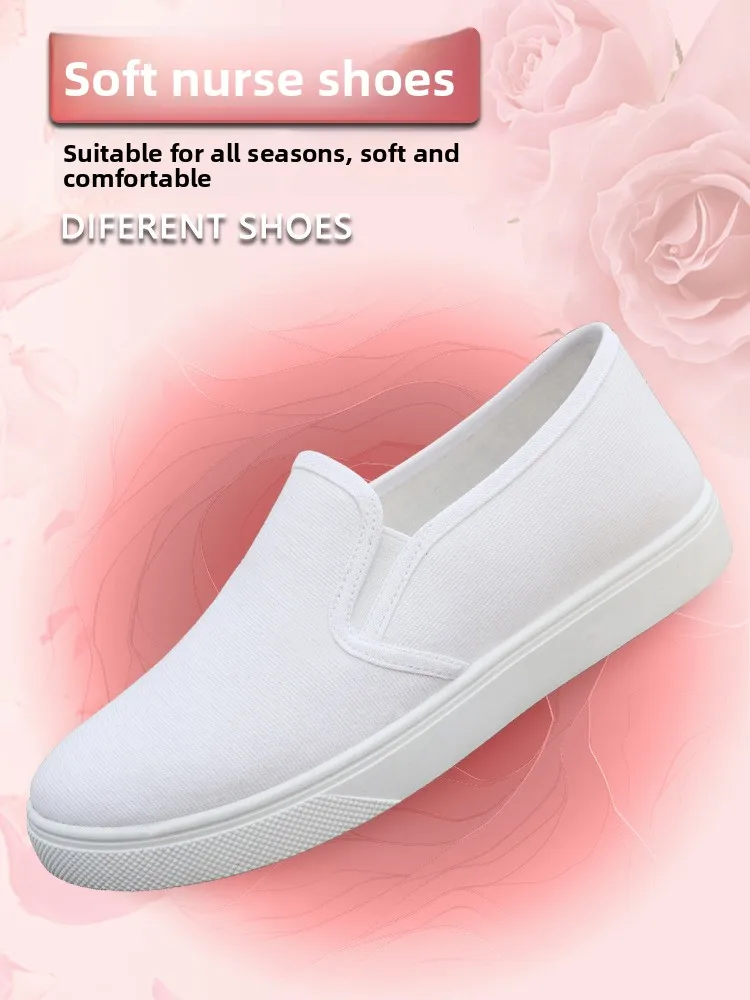 Weiße Slip-On Canvas-Schuhe, rutschfeste, flache Arbeits- und Freizeitschuhe, Unisex-Sneaker – Detail 2