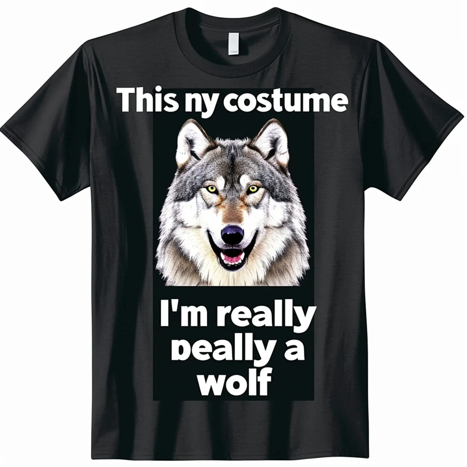 

Funny Wolf Halloween Costumes Black Tee Howling Wolf Design T Shirt