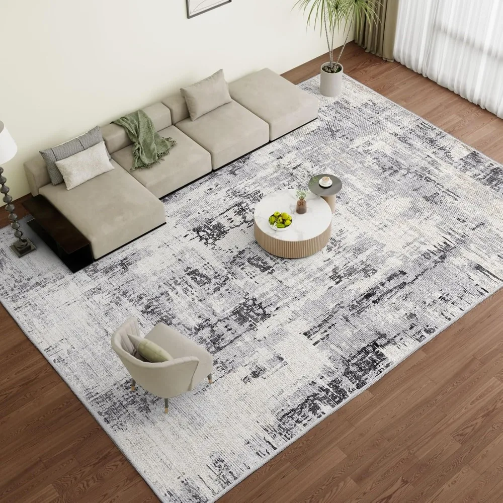 

Washable Abstract Area Rug - Contemporary Style for Living Room, Bedroom, Kitchen - Machine Washable Rug for Living Room