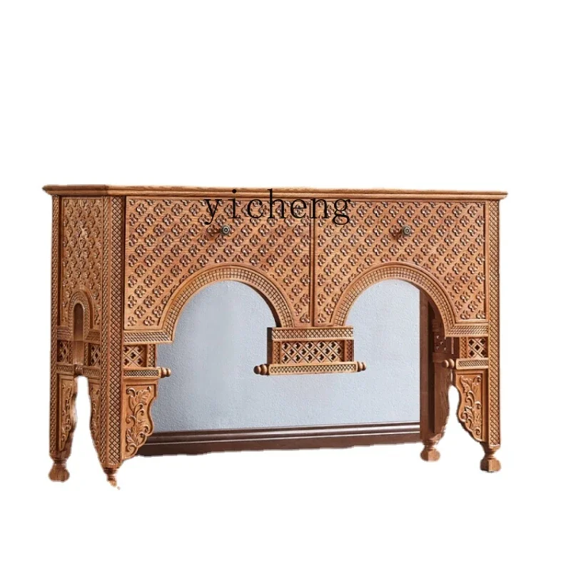 

Handmade Wood Carved Hallway Altar Zen against the Wall Curio Cabinet Altar