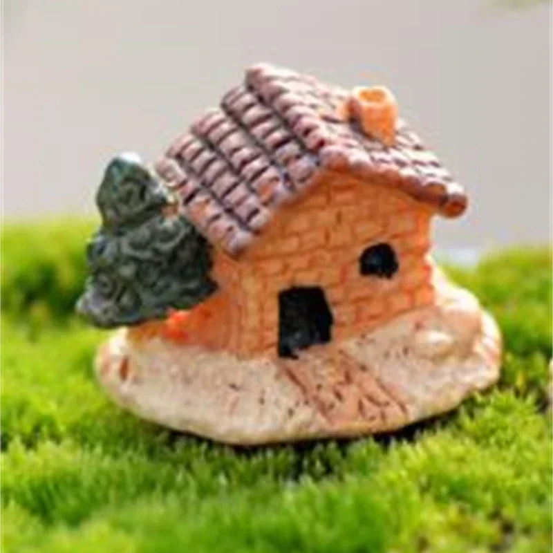 Micro Landscape Fairy Garden House Mini Craft Figurine Dollhouse Stone House Garden Ornament Miniature Home Decoration Resin