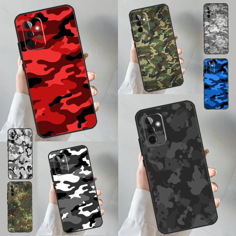 Army Camo Camouflage Case For Samsung Galaxy A55 A35 A25 A15 A51 A71 A12 A32 A52 A13 A33 A53 A14 A34 A54 Cover