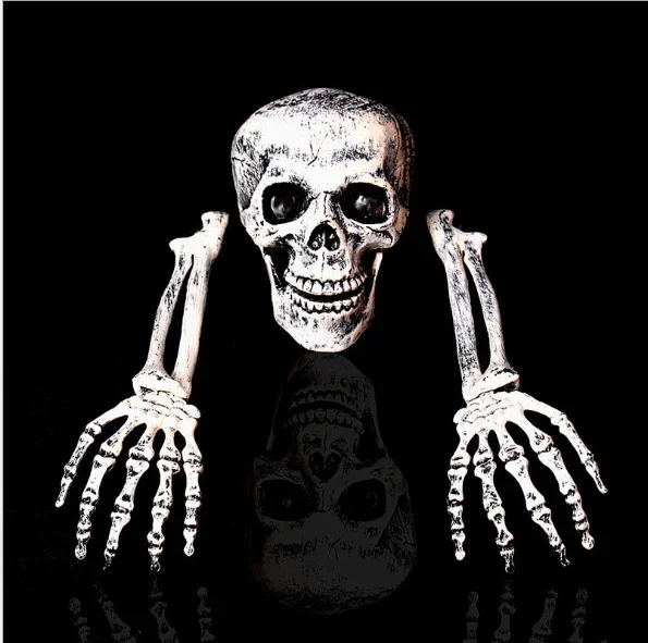 Halloween Realistischer Totenkopf Skelett-Kopf Menschliche Hände und Arme für Halloween-Party Haus Garten Rasen Deko Spukhaus Horror-Requisiten – Detail 4