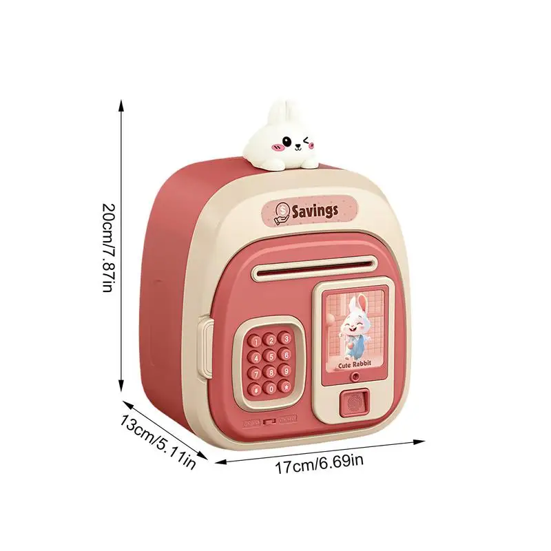 Electronic Bank Cute Cartoon Kids Saving Bank Sound Effect Password Money Boxwith Auto Grab Bill Slot Kids Money Safe Box For