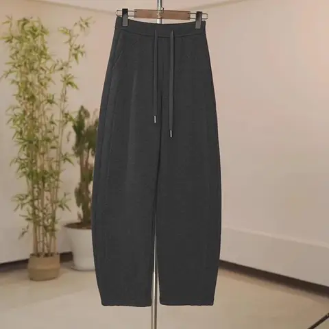 ग्रे कैज़ुअल पैंट महिलाओं के लिए 2025 वसंत नया फैशन ढीला सीधा चौड़ा पैर केला स्वेटपैंट आरामदायक फिट ट्राउज़र 8 best sales ग्रे पैंट - №3