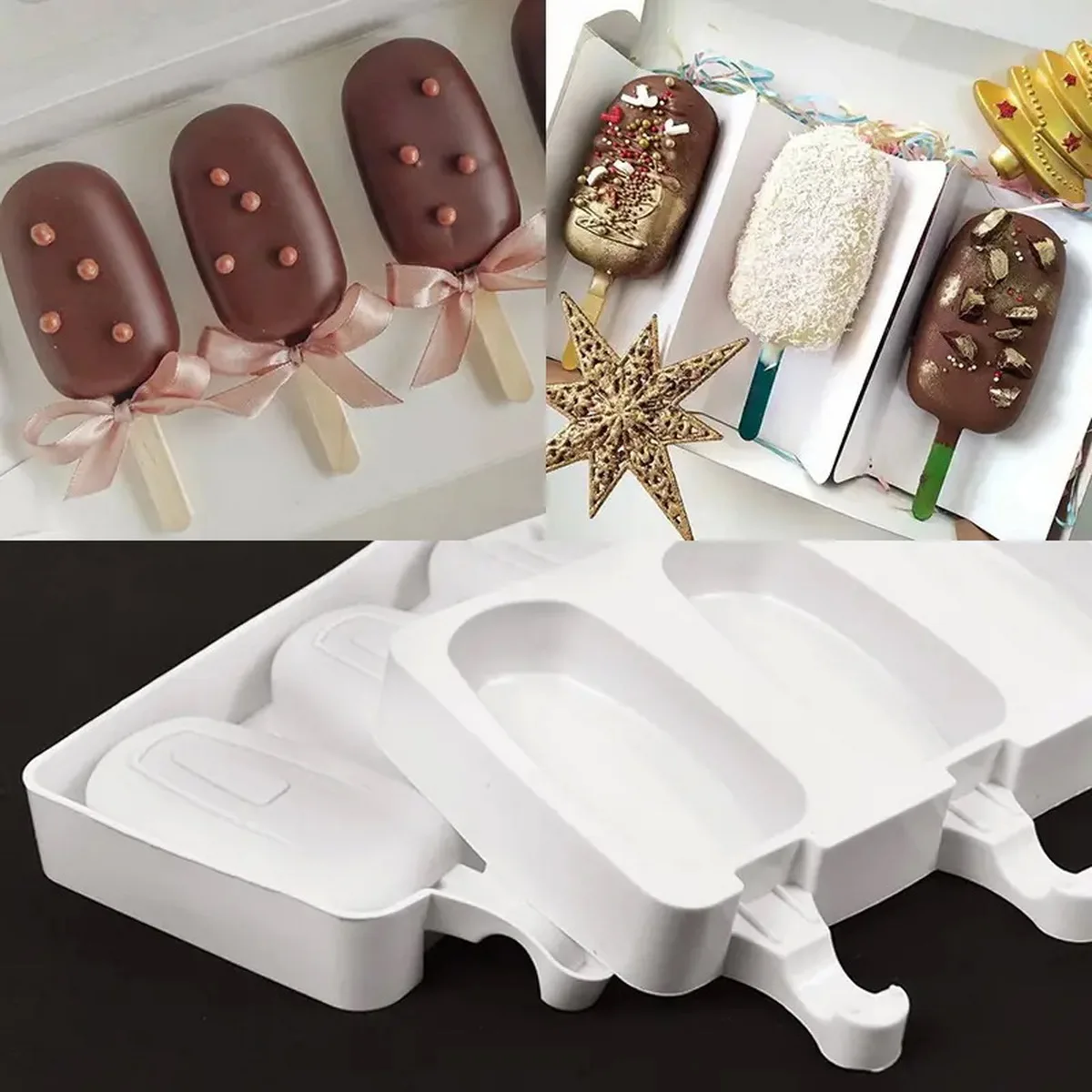 Silikon-Eisform, DIY-Schokoladen-Dessert-Eis am Stiel-Tablett, Eiswürfelbereiter, hausgemachte Kochutensilien, Partyzubehör