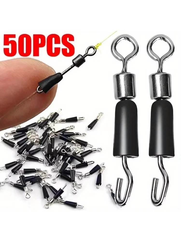 50 pièces de mousquetons pivotants pour feeder de pêche à la carpe, 1,4/1,5/1,6 cm, accessoires de pêche pour feeder à changement rapide