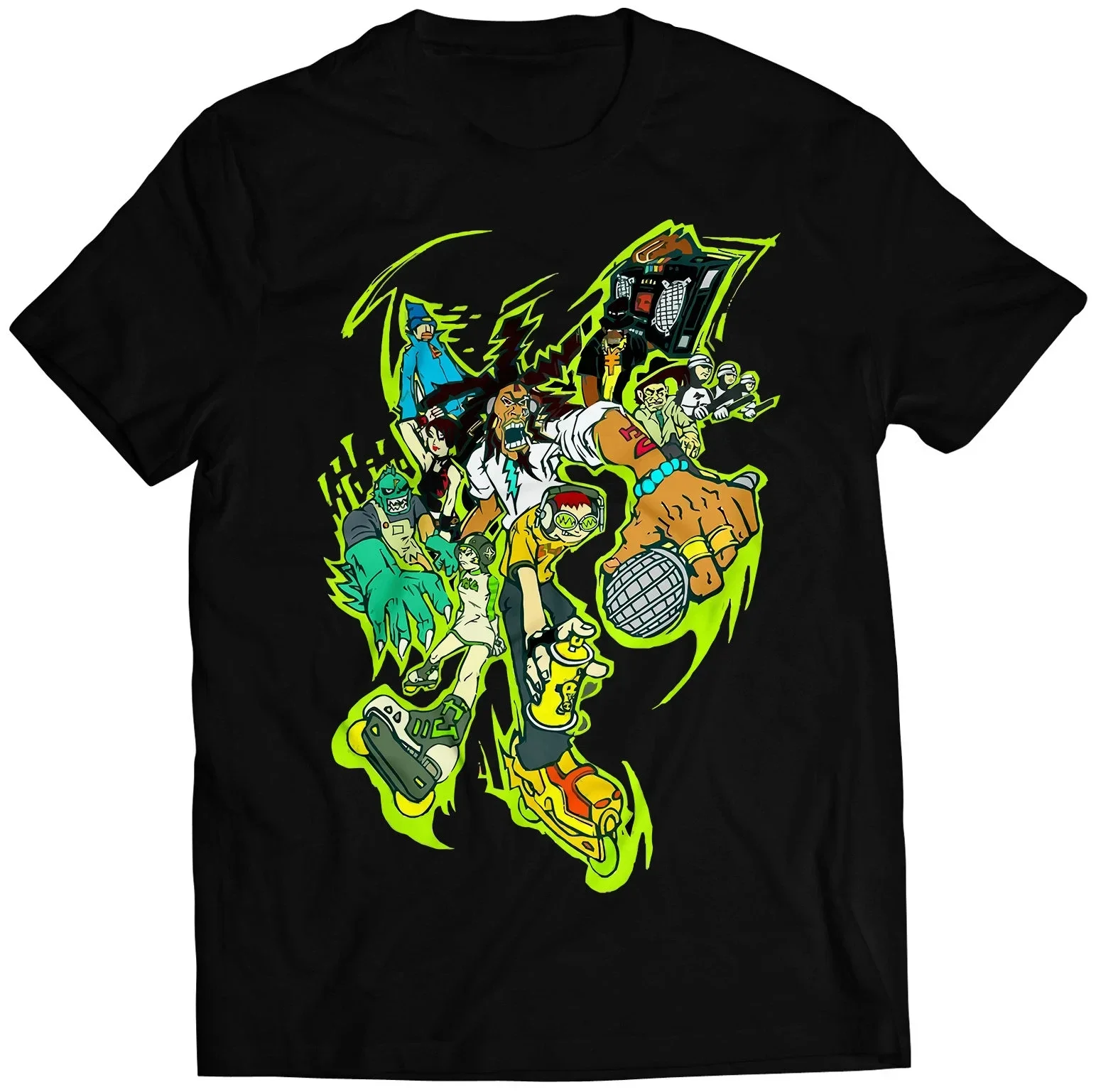 

Классическая ностальгическая футболка с принтом Jet Set Radio Peripherals для мужчин и женщин, оверсайз, хлопковая, повседневная, в стиле Харадзюку, с круглым вырезом