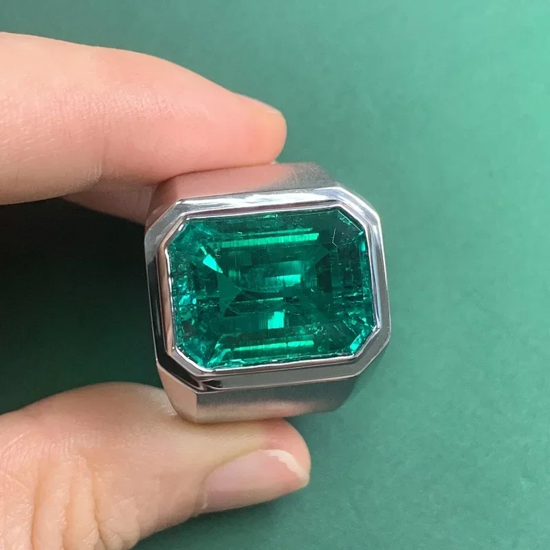 RUIF Customized 9k/14K/18K Gold Lab Emerald Rings for Men Luxury Design High Jewelry