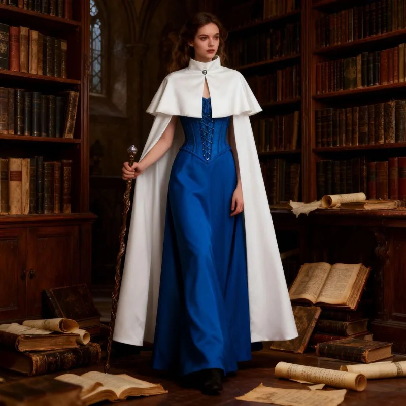 

Halloween Men Women Cape European American Vintage Stand Collar Shawl Robe Cloak Coat