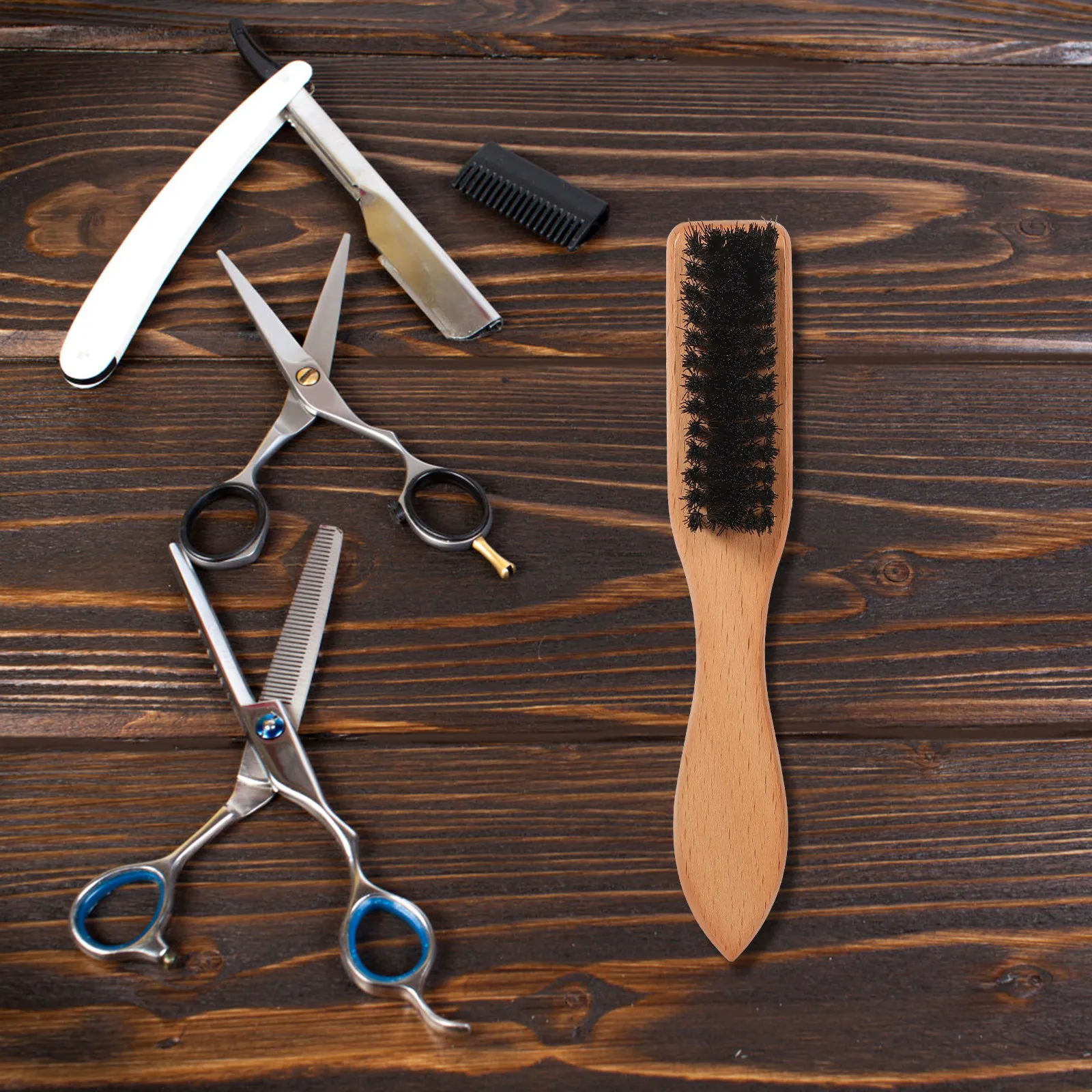Men Beard Brush Natural Bristles Wooden Handle Shaving Tool Portable Beard Styling and Grooming Brush for Mustache Care