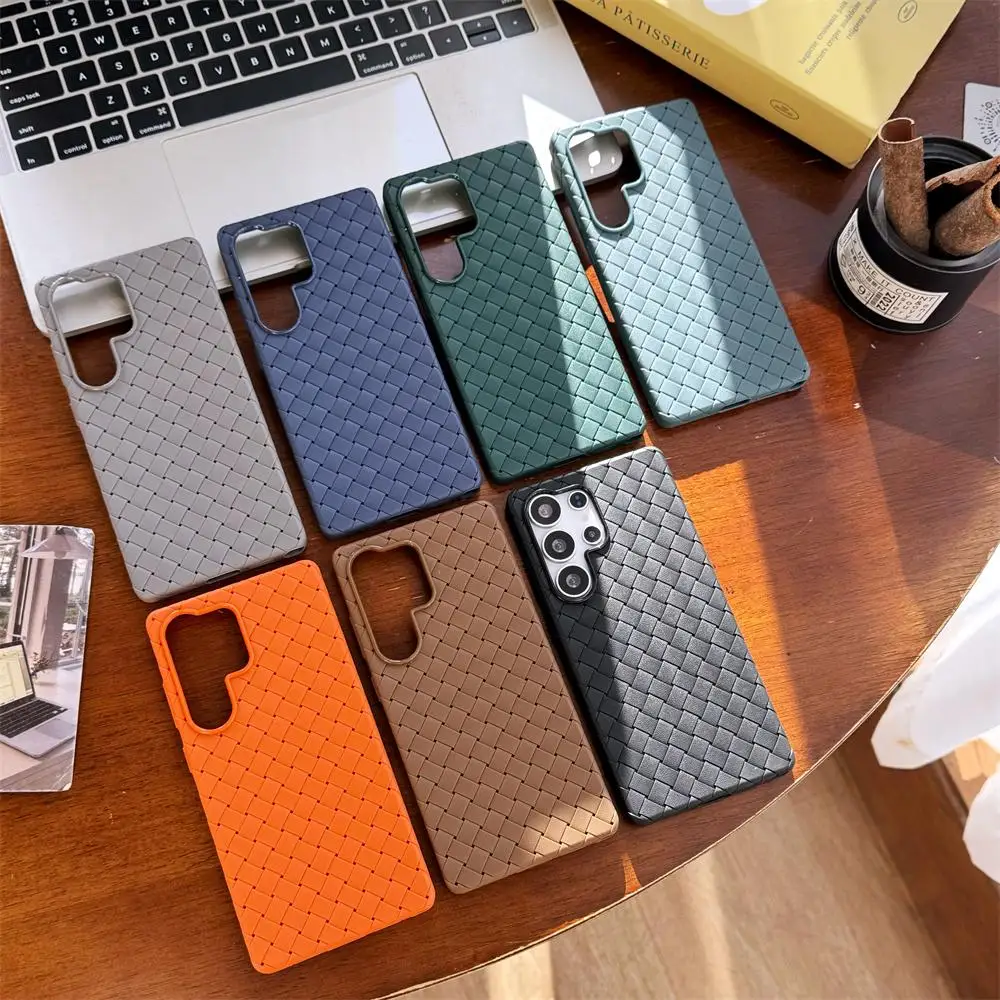 

For Samsung Galaxy S25 Ultra Woven Pattern Phone Case S25 Plus Breathable Heat Dissipation Protective Cover