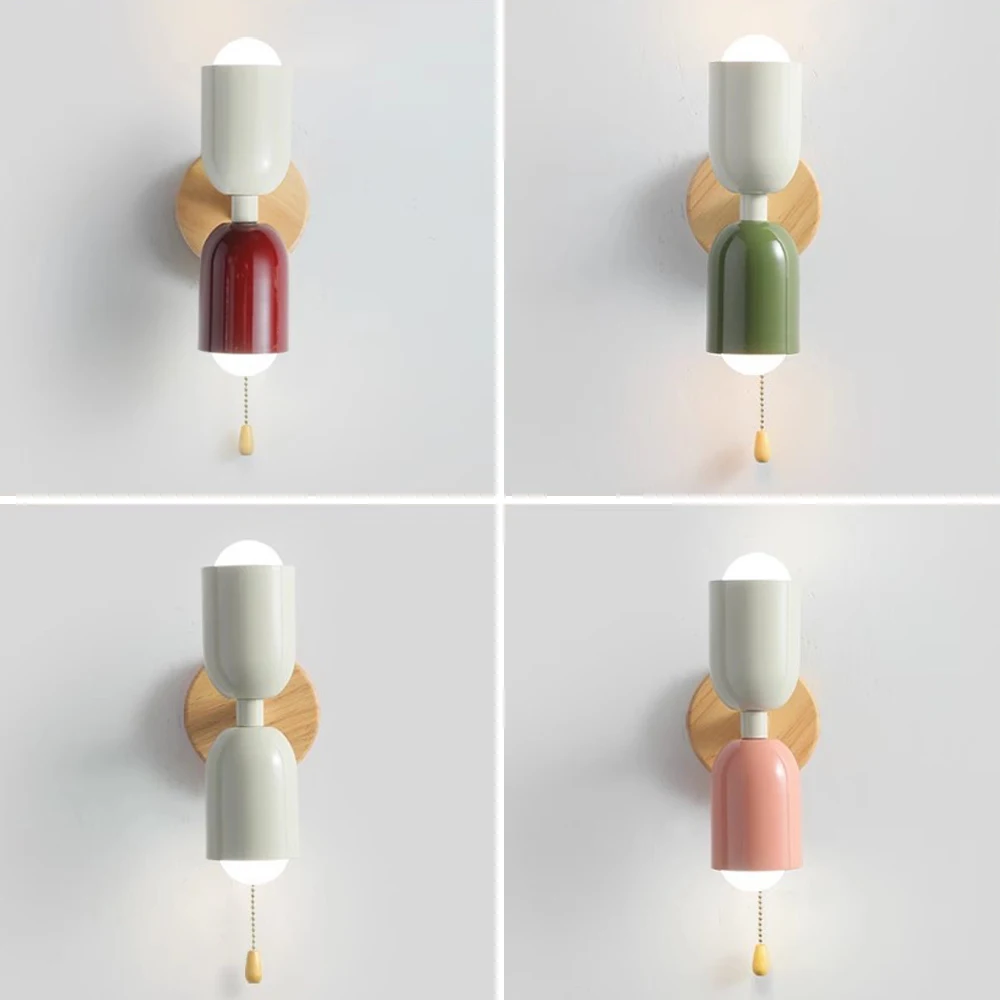 Nordic Modern Wall Lamp E27 Simple Macaron Wall Light Home Indoor Lighting Bedroom Bedside Living Room Decor Lighting Fixtures