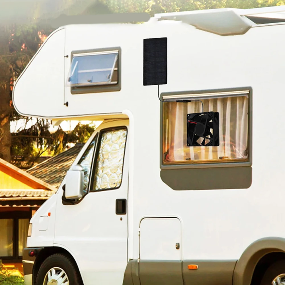 2 واط 4 فولت مروحة العادم الشمسية IP65 مقاوم للماء مروحة تهوية صغيرة في الهواء الطلق التخييم مروحة تعمل بالطاقة الشمسية للدفيئات الزراعية بيوت الحيوانات الأليفة RVs الأسود