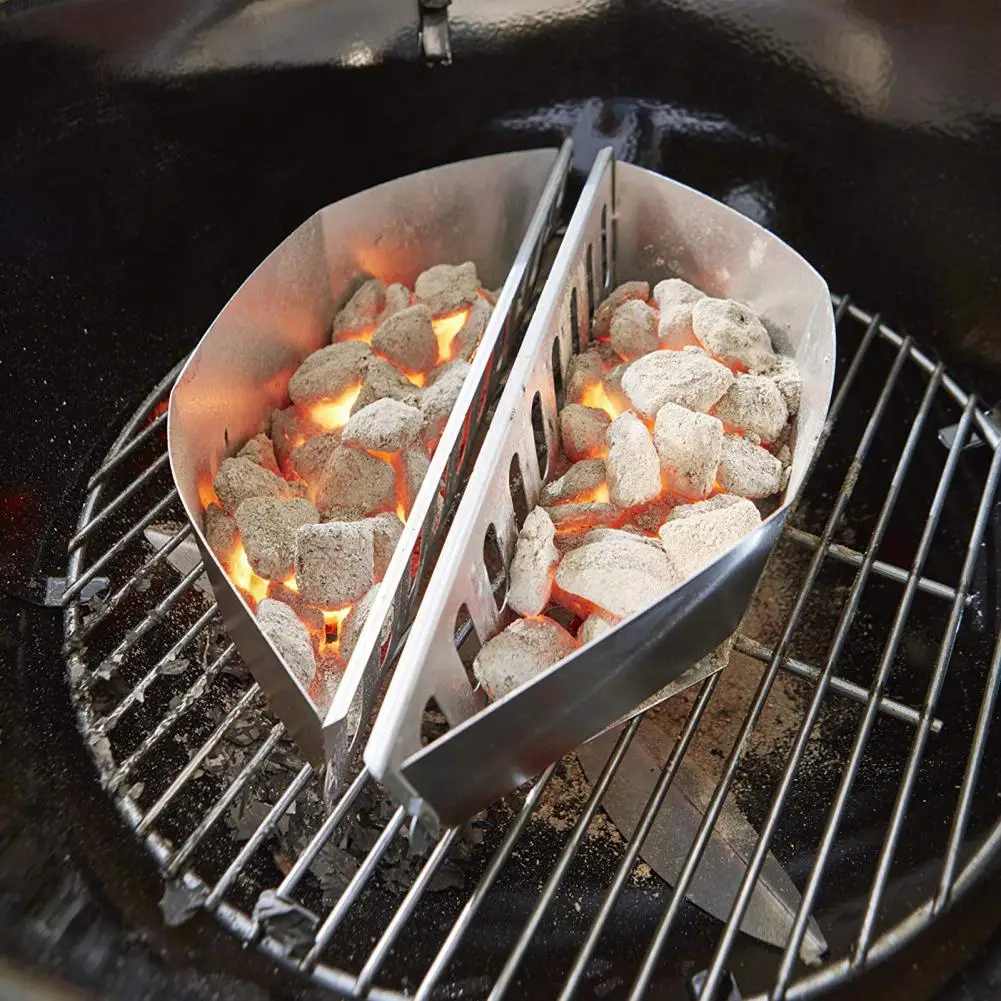 

2 шт., сменная корзина для угольного угля для гриля, набор держателей корзины для угольного угля из нержавеющей стали для гриля, контурная для наружного использования, для гриля