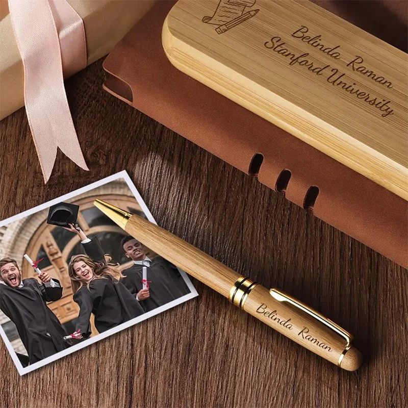 Materiale per incisione Laser con penna in legno di bambù vuoto per regali personalizzati per feste di matrimonio di laurea per studenti di ufficio