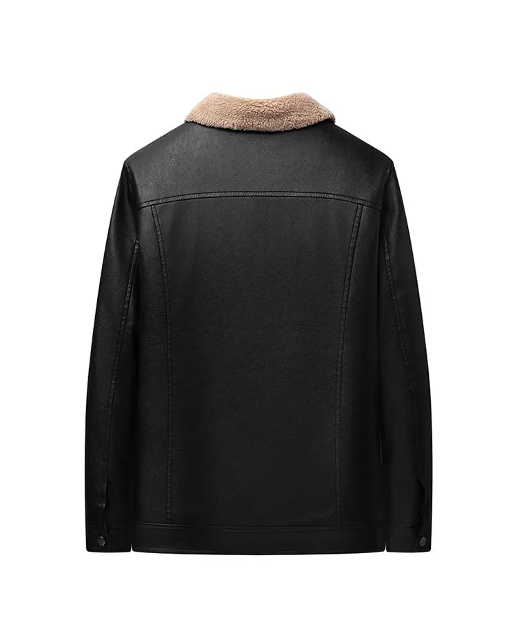 New Men Fleece‑Lined Trucker Jacket Lapel Collar Button‑Up Outerwear Warm Windproof Loose Fit Casual Winter Male Fashion Coat