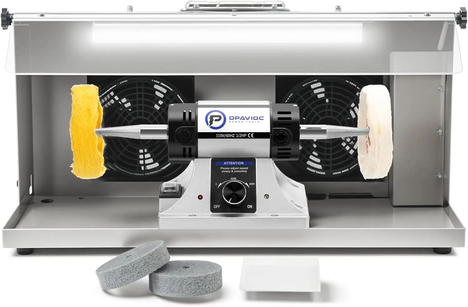 

Регулируемый полировальный станок для ювелирных изделий с пылесборником и подсветкой — идеально подходит для полировки серебра, металла и зубных протезов