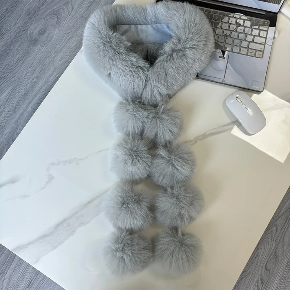 

Новый однотонный зимний длинный шарф, шаль, утепленный шейный платок из искусственного лисьего меха, мягкий утеплитель для шеи для девочек