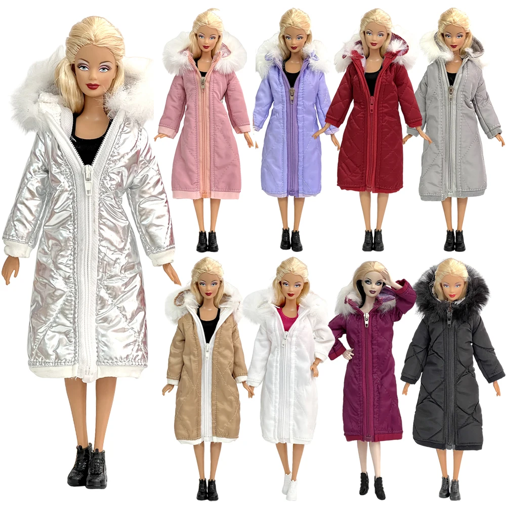 NK Official Fashion Multicolor Long Coat For 1/6 Doll Clothes Doll Cotton Jacket Winter Dress for 1/6 Dolls Accessories JJ