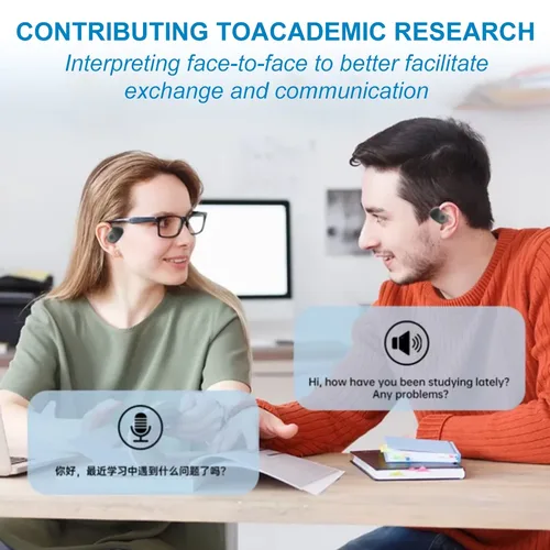 Imagen 2 del producto Auriculares inalámbricos con traducción de 144 idiomas, auriculares inteligentes impermeables con traductor en tiempo Real, Bluetooth 5,4, auriculares de negocios