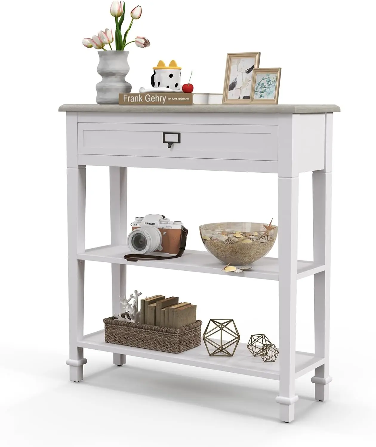 

Console Table For Entryway Hallway With Drawers And Storage Shelf End Accent Table Furniture For Living Room Bedroom White