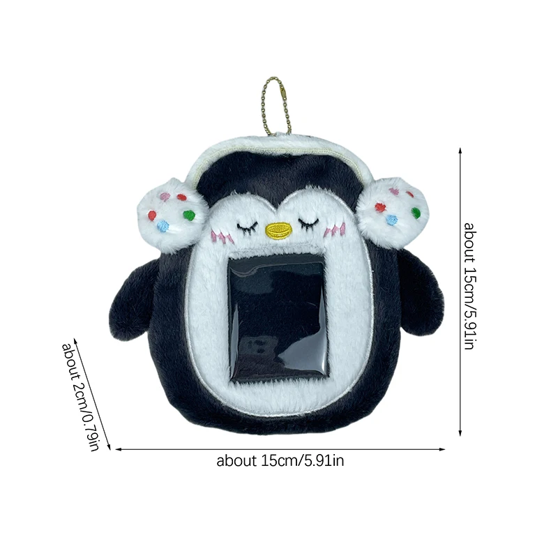 Tarjetero de peluche de pingüino de dibujos animados, fundas de exhibición para álbum de fotos Kpop, llavero, tarjeta de identificación, tarjeta de estudiante, regalos protectores para niñas