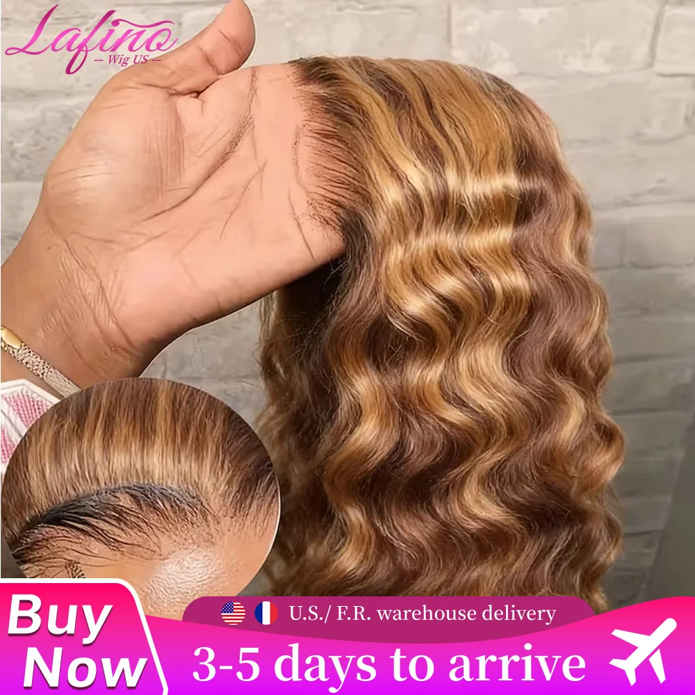 

Парик Lafino Highlight 13x6 HD Lace Deep Wave Frontal из натуральных волос, без клея, многоразовый, с глубокими кудрями, на кружевной основе, из волос Реми, Deep Water Wigs