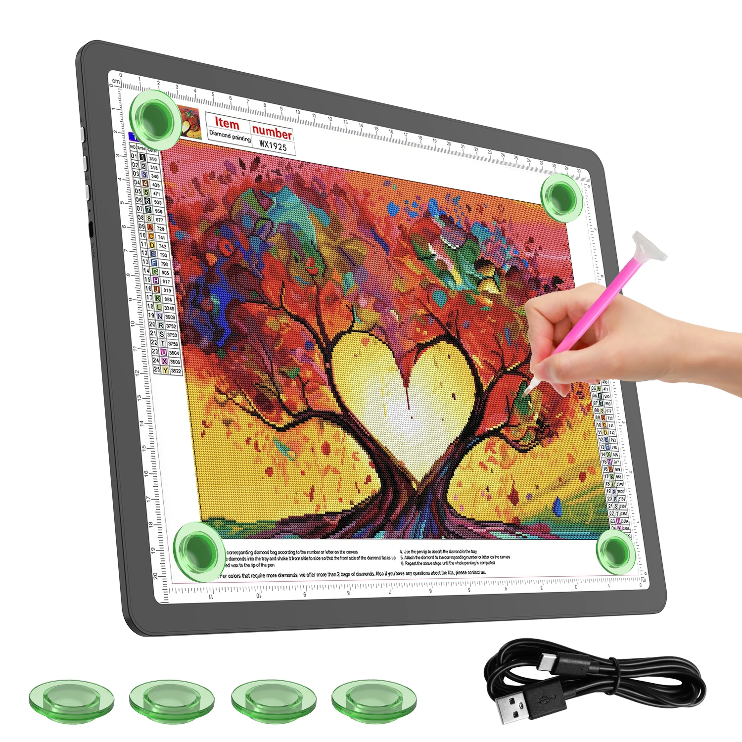 

KOBAIBAN A4 Light Board for Diamond Painting, Super Bright Magnetic Light Pad with Side Buttons, Lightbox for Tracing