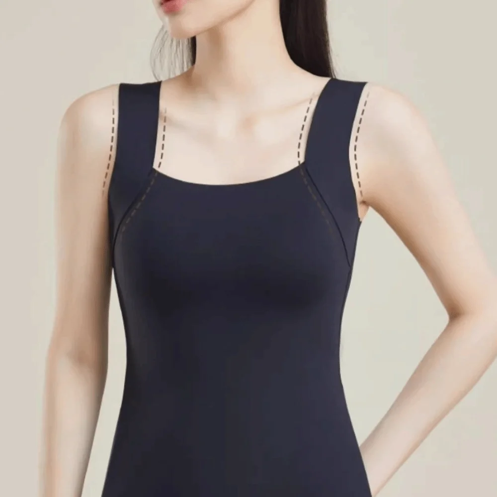 Undershirt Seamless Thermal Underwear Sleeveless Keep Warm Base Layer Vest with Chest Pad Heating Vest Top Female