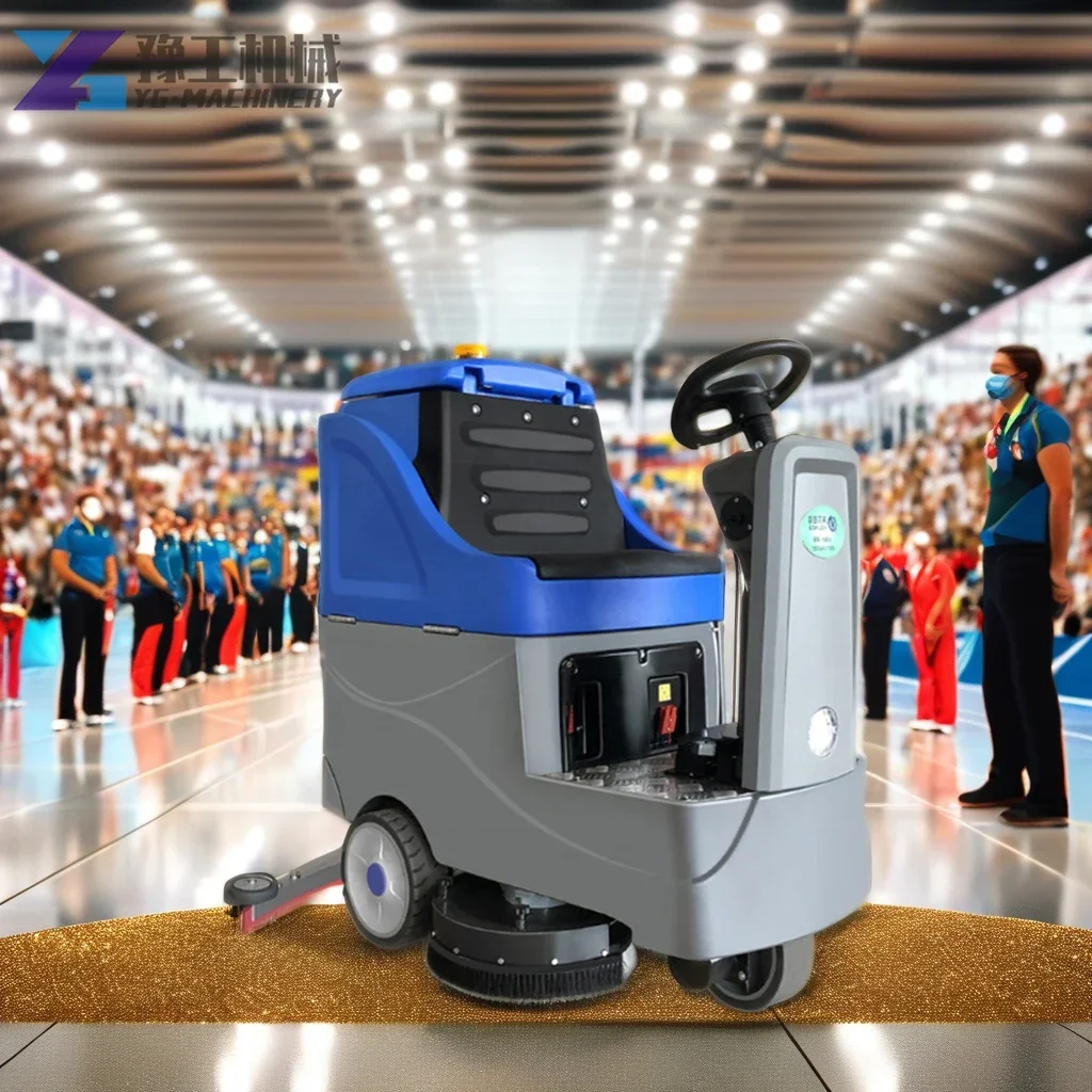 YG Electric Ride-On Plastic Floor Scrubber Machine Strong Decontamination PVC Epoxy Flooring Leave No Trace