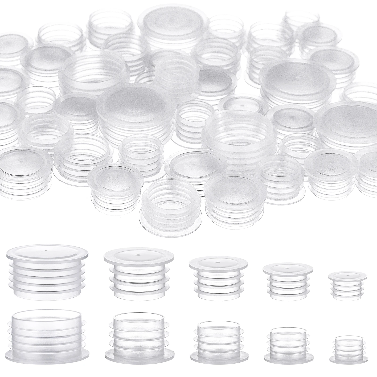 100 Pieces Salt And Pepper Shaker Stoppers 1/2 Inch, 9/16 Inch, 5/8 Inch, 11/16 Inch And 7/8 Inch Plastic Salt Shaker Plug Repla