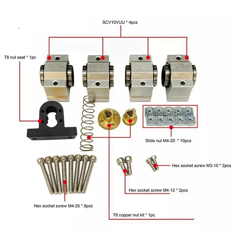 1 Set CNC 3018 Pro X-Axis Upgrade Kit & 1 Set Nema17/23 42BYG/57 Stepper Apply 45mm Spindle T8 Copper Anti-Backlash Nut